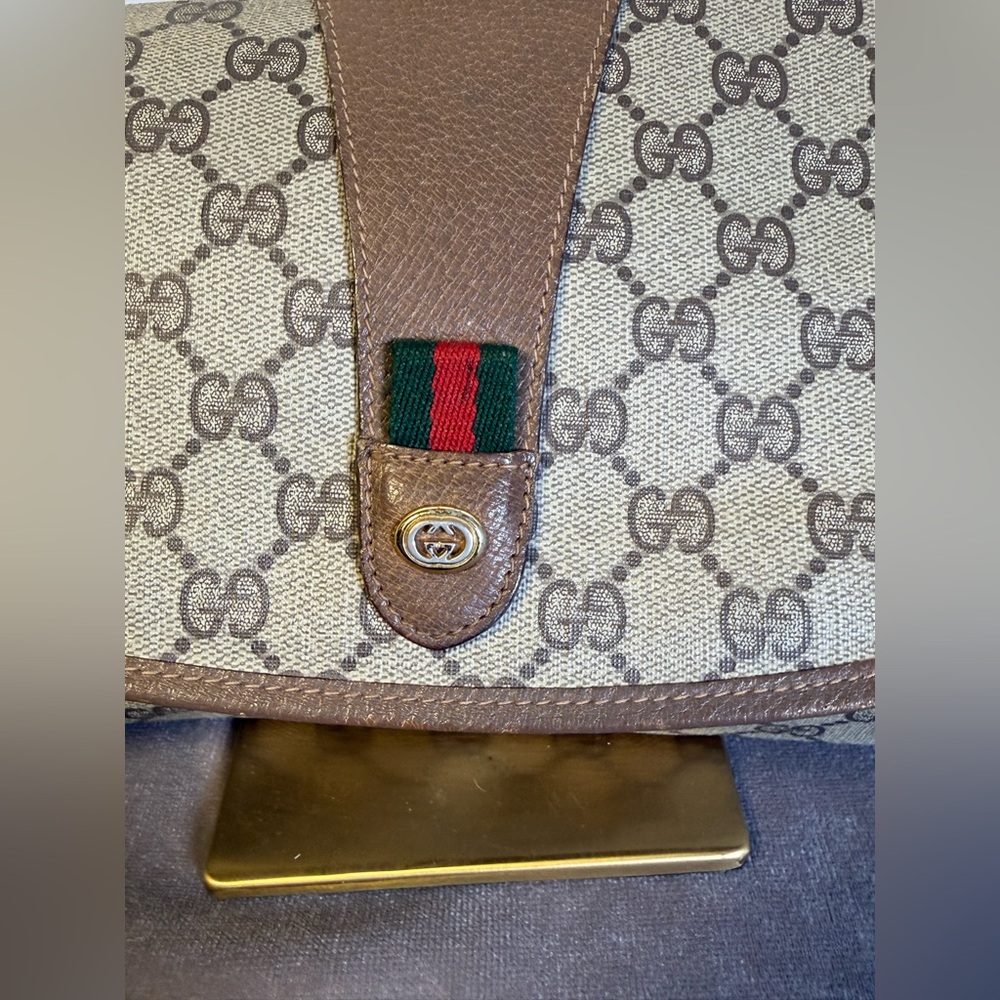 vintage Gucci  interlocking GG logo clutch bag green and red Web stripe Auth - Picture 4 of 16